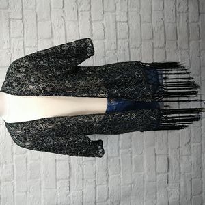 Forever 21 Lace Tassel Kimono Top, Sz M